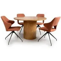 Vevey Dining Table with 4 Vercelli Chairs - Natural Oak