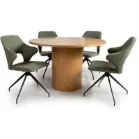Vevey Dining Table with 4 Vercelli Chairs - Natural Oak