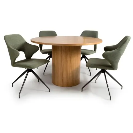 Vevey Dining Table with 4 Vercelli Chairs - Natural Oak