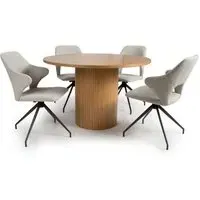 Vevey Dining Table with 4 Vercelli Chairs - Natural Oak