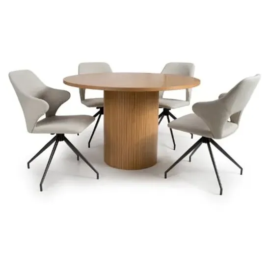 Vevey Dining Table with 4 Vercelli Chairs - Natural Oak