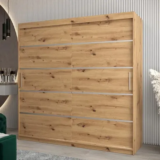 Vevey I 2-Door Sliding Wardrobe - Artisan Oak, Laminated Board