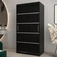 Vevey I 2-Door Sliding Wardrobe - Black, Laminated Board