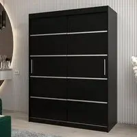 Vevey I 2-Door Sliding Wardrobe - Black, Laminated Board