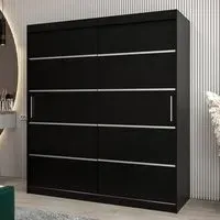 Vevey I 2-Door Sliding Wardrobe - Black, Laminated Board