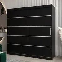 Vevey I 2-Door Sliding Wardrobe - Black, Laminated Board