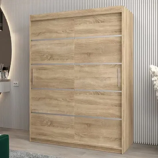 Vevey I 2-Door Sliding Wardrobe - Sonoma Oak, Laminated Board