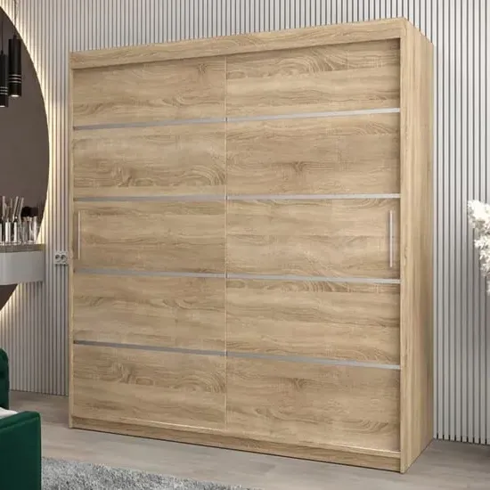 Vevey I 2-Door Sliding Wardrobe - Sonoma Oak, Laminated Board
