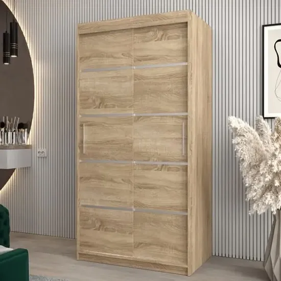 Vevey I 2-Door Sliding Wardrobe - Sonoma Oak, Laminated Board