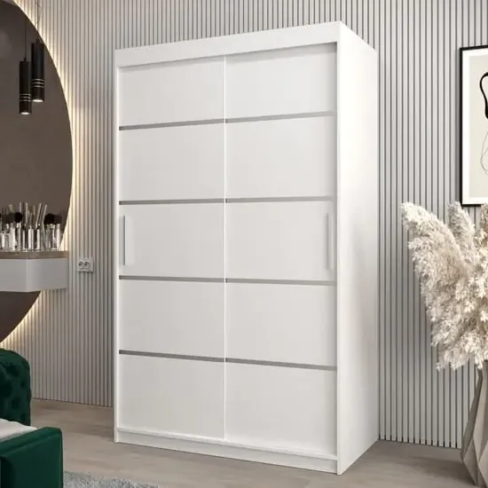 Vevey I 2-Door Sliding Wardrobe - White, Laminated Board
