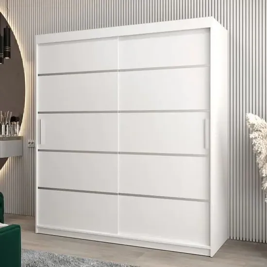 Vevey I 2-Door Sliding Wardrobe - White, Laminated Board
