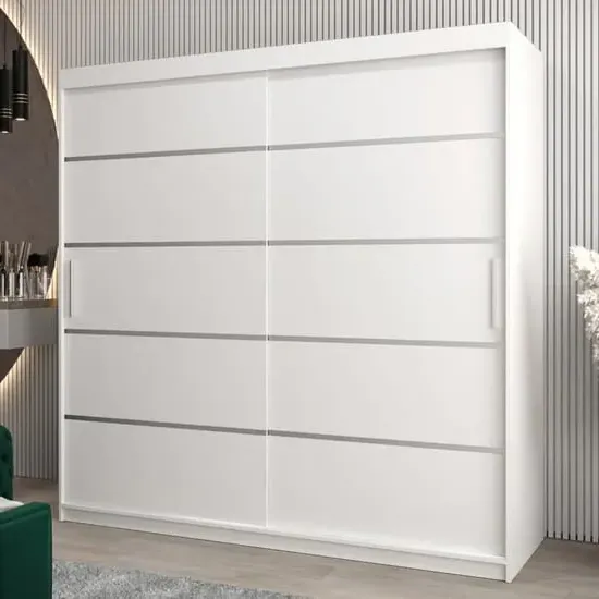 Vevey I 2-Door Sliding Wardrobe - White, Laminated Board
