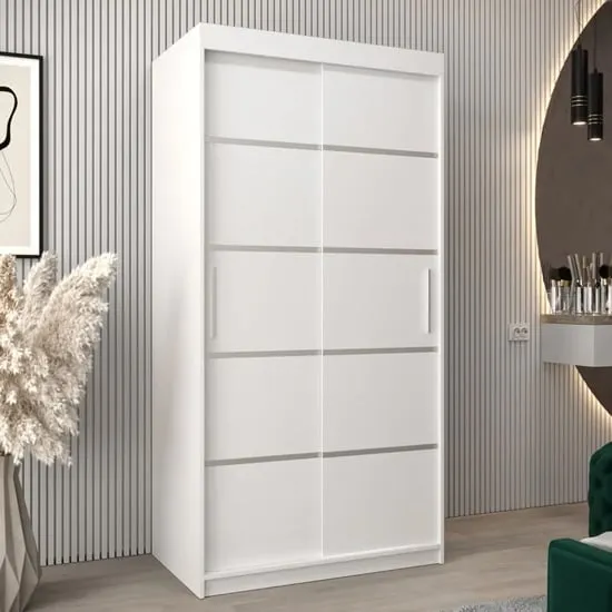 Vevey I 2-Door Sliding Wardrobe - White, Laminated Board