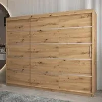 Vevey I 3-Door Sliding Wardrobe - Artisan Oak, Laminated Board