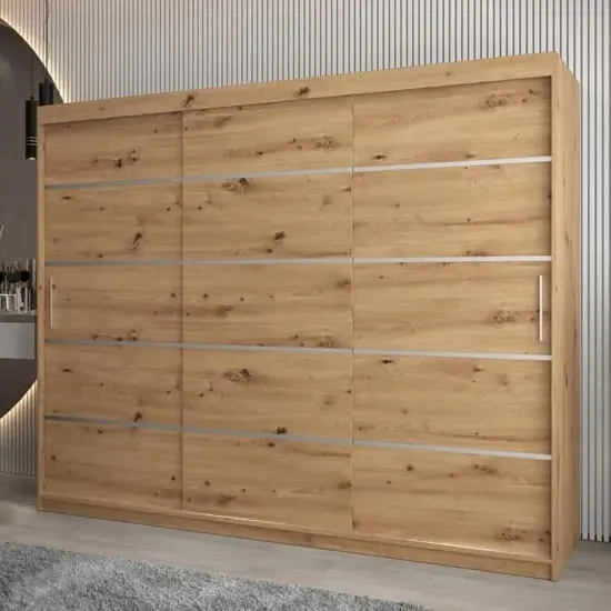 Vevey I 3-Door Sliding Wardrobe - Artisan Oak, Laminated Board