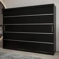 Vevey I 3-Door Sliding Wardrobe - Black, Laminated Board