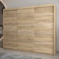 Vevey I 3-Door Sliding Wardrobe - Sonoma Oak, Laminated Board