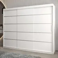 Vevey I 3-Door Sliding Wardrobe - White, Laminated Board