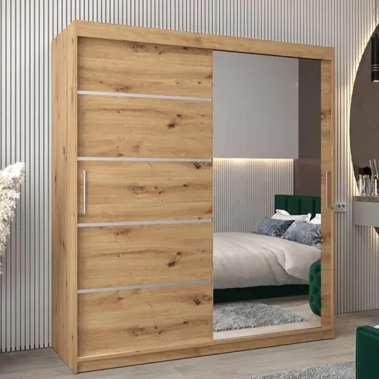Vevey II Mirrored Wardrobe 2 Sliding Doors - Artisan Oak