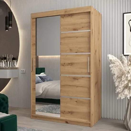 Vevey II Mirrored Wardrobe 2 Sliding Doors - Artisan Oak