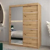 Vevey II Mirrored Wardrobe 2 Sliding Doors - Artisan Oak