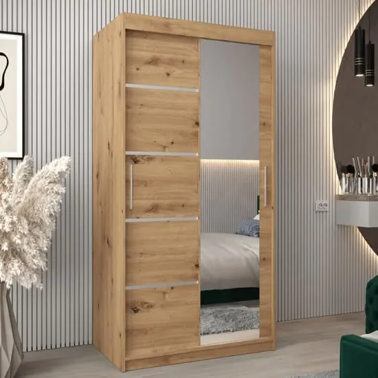 Vevey II Mirrored Wardrobe 2 Sliding Doors - Artisan Oak image
