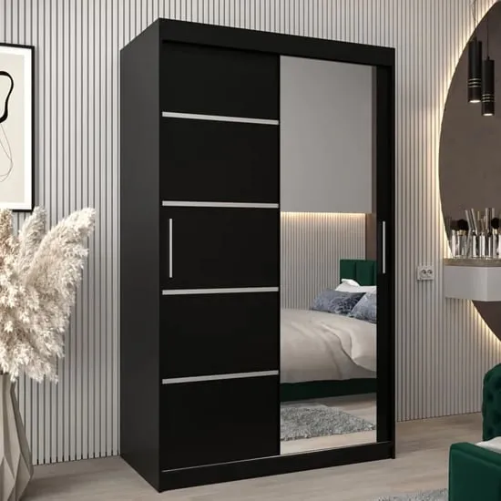Vevey II Mirrored Wardrobe 2 Sliding Doors - Black