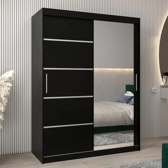 Vevey II Mirrored Wardrobe 2 Sliding Doors - Black