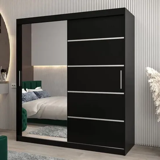 Vevey II Mirrored Wardrobe 2 Sliding Doors - Black