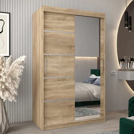 Vevey II Mirrored Wardrobe 2 Sliding Doors - Sonoma Oak