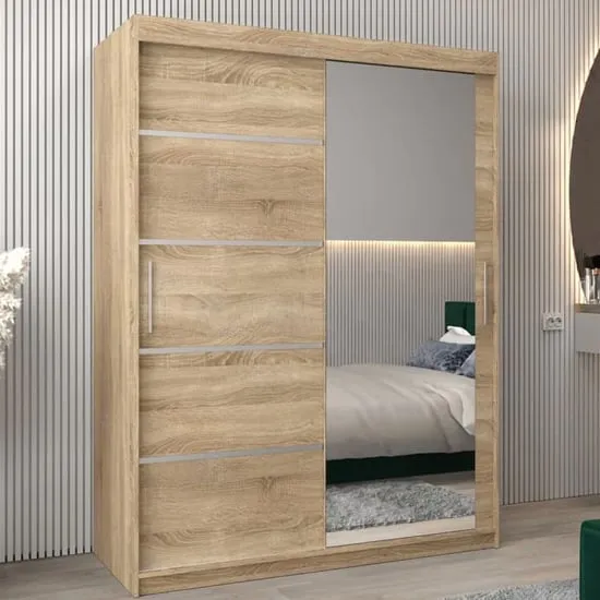 Vevey II Mirrored Wardrobe 2 Sliding Doors - Sonoma Oak
