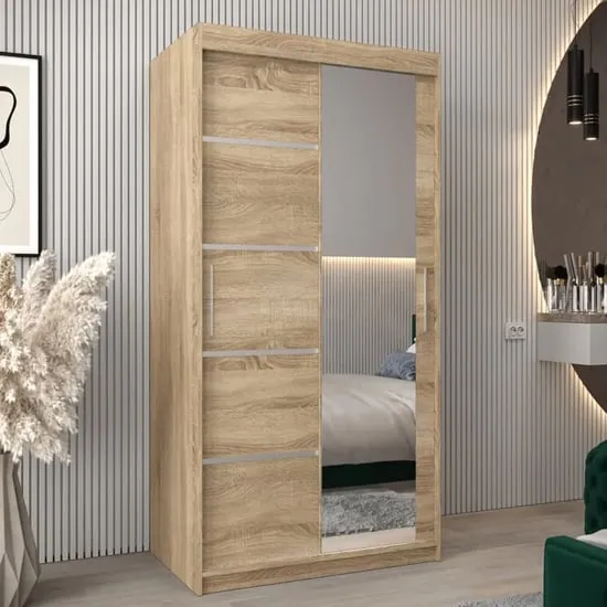 Vevey II Mirrored Wardrobe 2 Sliding Doors - Sonoma Oak