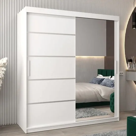 Vevey II Mirrored Wardrobe 2 Sliding Doors - White