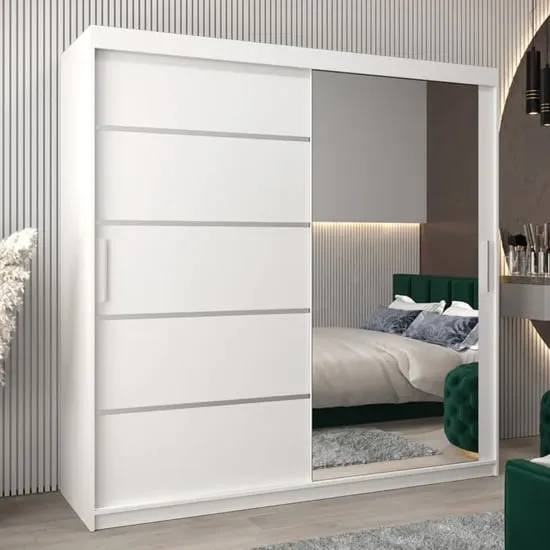 Vevey II Mirrored Wardrobe 2 Sliding Doors - White