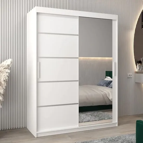Vevey II Mirrored Wardrobe 2 Sliding Doors - White