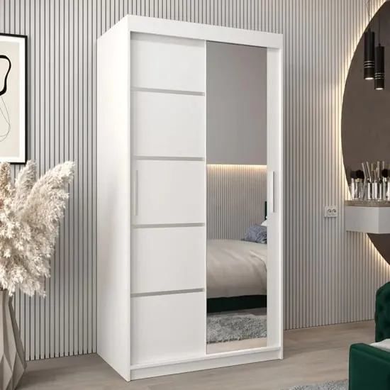 Vevey II Mirrored Wardrobe 2 Sliding Doors - White