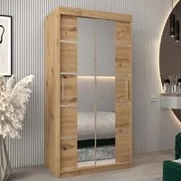 Vevey III Mirrored Wardrobe 2 Sliding Doors - Artisan Oak