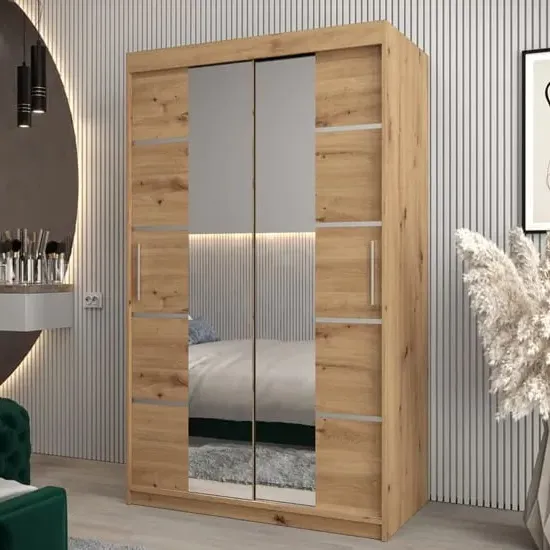 Vevey III Mirrored Wardrobe 2 Sliding Doors - Artisan Oak