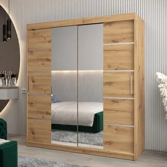 Vevey III Mirrored Wardrobe 2 Sliding Doors - Artisan Oak