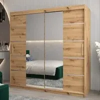 Vevey III Mirrored Wardrobe 2 Sliding Doors - Artisan Oak
