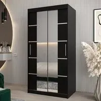 Vevey III Mirrored Wardrobe 2 Sliding Doors - Black