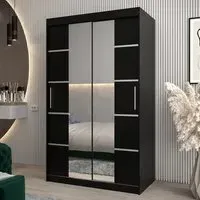 Vevey III Mirrored Wardrobe 2 Sliding Doors - Black