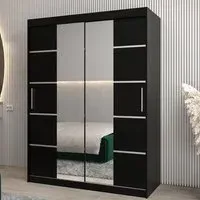 Vevey III Mirrored Wardrobe 2 Sliding Doors - Black