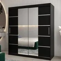 Vevey III Mirrored Wardrobe 2 Sliding Doors - Black