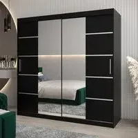 Vevey III Mirrored Wardrobe 2 Sliding Doors - Black