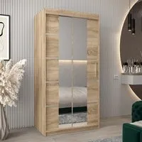 Vevey III Mirrored Wardrobe 2 Sliding Doors - Sonoma Oak