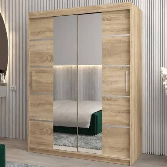 Vevey III Mirrored Wardrobe 2 Sliding Doors - Sonoma Oak