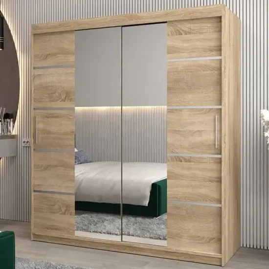 Vevey III Mirrored Wardrobe 2 Sliding Doors - Sonoma Oak