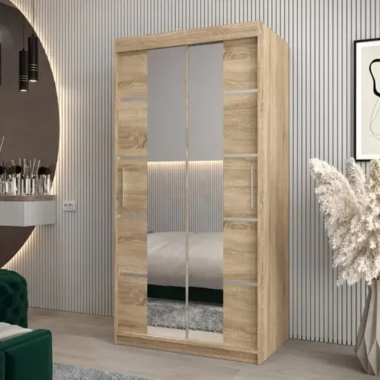 Vevey III Mirrored Wardrobe 2 Sliding Doors - Sonoma Oak
