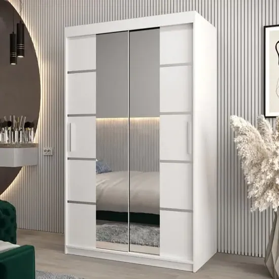 Vevey III Mirrored Wardrobe 2 Sliding Doors - White